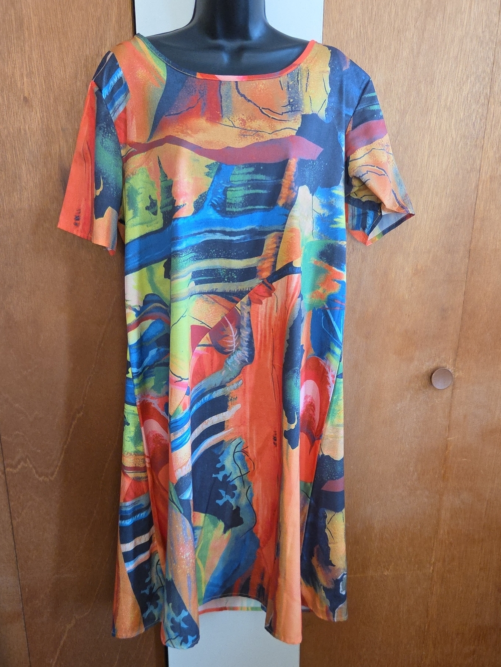 Abstract Print Short Sleeve Dress